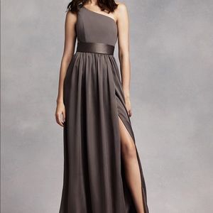 One Shoulder Dress Satin Sash WHITE BY VERA WANG